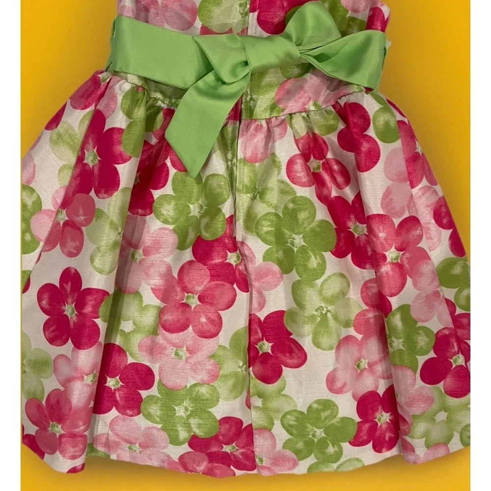 Emily Rose Girls‎ Size 4 Pink Floral Ribbon Sash Dress Church Vacation Princess